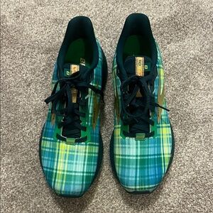 Brooks Plaid Athletic Shoes in Blue and Green